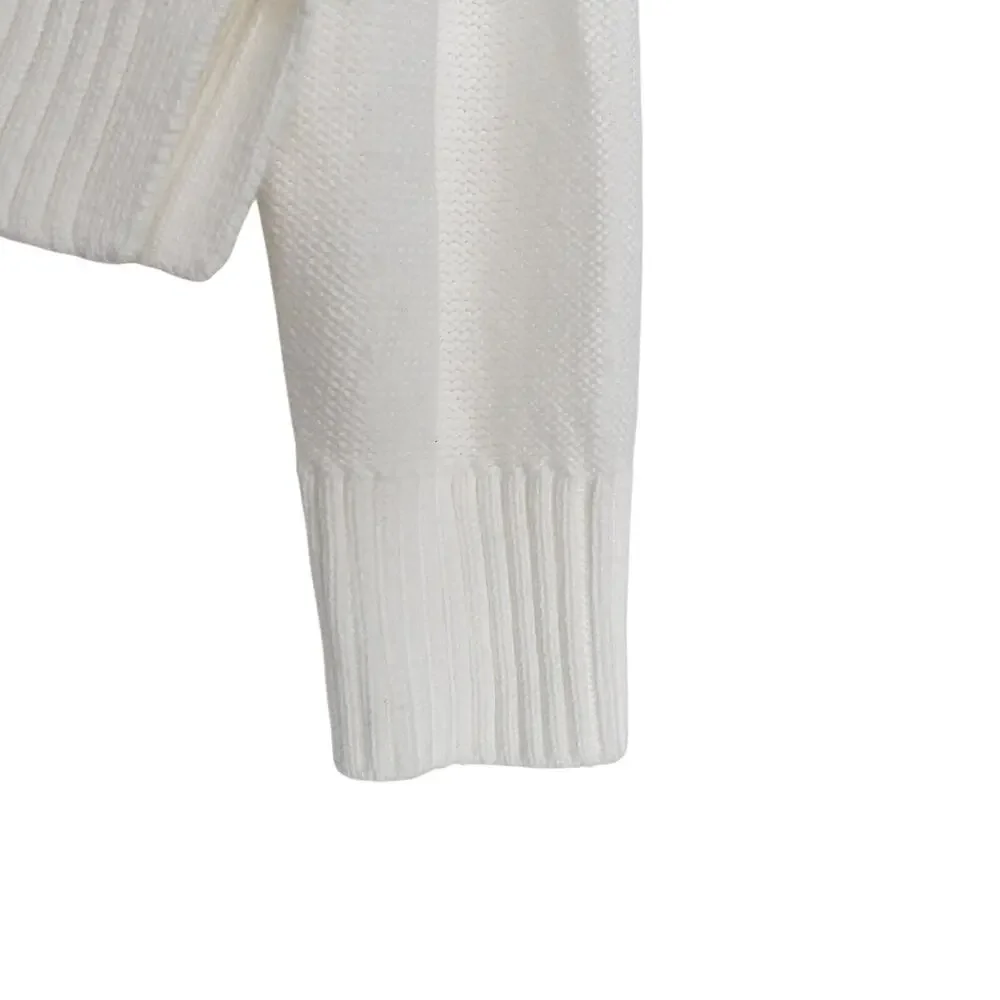 EUC Quince Women's XS Organic Cotton Cropped Cardigan Ivory Preppy Retro Boho